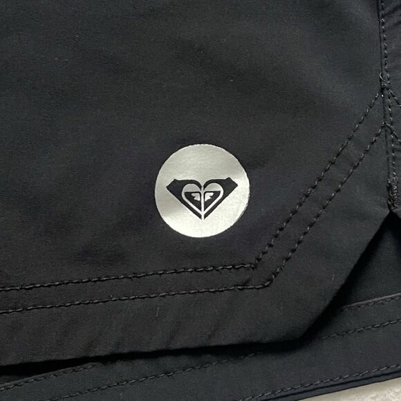 ROXY Women Solid Black Stretch Poly Blend 2.5” Tie Beach Swim Board Shorts M - Picture 3 of 9